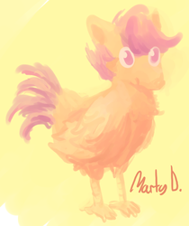 Size: 535x638 | Tagged: safe, artist:wollemeister, scootaloo, chicken, g4, female, scootachicken, solo