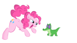 Size: 2850x1611 | Tagged: safe, artist:realider, gummy, pinkie pie, alligator, earth pony, pony, g4, female, mare, simple background, transparent background