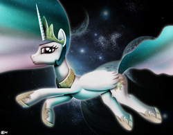 Size: 1280x1000 | Tagged: dead source, safe, artist:dcencia, princess celestia, alicorn, pony, g4, female, solo, space