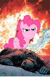 Size: 900x1365 | Tagged: safe, pinkie pie, human, g4, batman, crossover, explosion