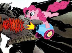 Size: 686x506 | Tagged: safe, pinkie pie, g4, batman, party cannon