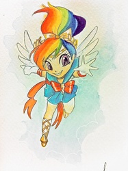 Size: 765x1024 | Tagged: safe, artist:amy mebberson, edit, rainbow dash, human, g4, humanized, sailor moon (series), sailor senshi, superhero