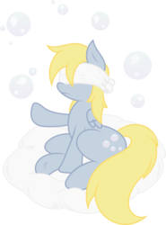 Size: 5354x7238 | Tagged: safe, artist:tim015, derpy hooves, pegasus, pony, g4, absurd resolution, blindfold, bubble, cloud, female, mare, solo