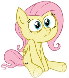 Size: 639x723 | Tagged: safe, fluttershy, pegasus, pony, .mov, g4, simple background, sitting, solo, vector, white background