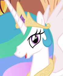 Size: 414x500 | Tagged: safe, princess celestia, pony, g4, cute, cutelestia, female, looking at you, open mouth, smiling, solo, spread wings