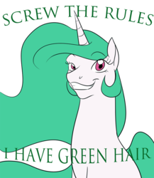 Size: 800x920 | Tagged: dead source, safe, artist:kourabiedes, princess celestia, alicorn, pony, g4, green hair, green mane, yu-gi-oh!, yu-gi-oh! abridged