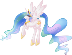 Size: 1805x1388 | Tagged: safe, artist:tehbuttercookie, princess celestia, pony, g4, female, flying, mare, simple background, solo, transparent background