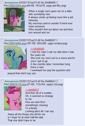 Size: 450x661 | Tagged: safe, edit, edited screencap, screencap, berry punch, berryshine, minuette, ruby pinch, pony, unicorn, g4, 4chan, 4chan screencap, fanfic, female, filly, mare, text