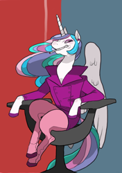 Size: 600x852 | Tagged: safe, artist:ginsengandhoney, princess celestia, semi-anthro, g4, cosplay, crossover, female, solo, team fortress 2, the administrator