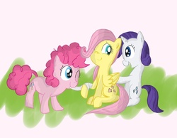 Size: 900x700 | Tagged: safe, artist:asluc96, fluttershy, pinkie pie, rarity, g4, bandage, filly