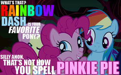 Size: 576x360 | Tagged: safe, fluttershy, pinkie pie, rainbow dash, g4, best pony, caption, meme