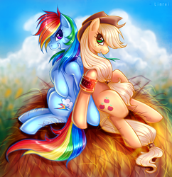 Size: 1055x1090 | Tagged: safe, artist:limreiart, applejack, rainbow dash, g4, duo