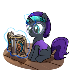 Size: 1000x1000 | Tagged: safe, artist:madmax, oc, oc only, oc:nyx, alicorn, fanfic:past sins, alicorn oc, book, clothes, female, filly, filly oc, foal, glasses, glowing, glowing horn, hidden wings, horn, magic, reading, sitting, solo, telekinesis, wings