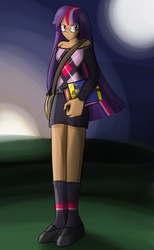 Size: 1600x2600 | Tagged: safe, artist:darkplanetjohnson132, twilight sparkle, human, g4, dark skin, female, glasses, humanized, solo