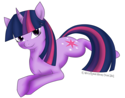 Size: 2897x2269 | Tagged: safe, artist:whittyp308, twilight sparkle, pony, unicorn, g4, female, grin, high res, looking at you, mare, prone, simple background, smiling, solo, transparent background, unicorn twilight