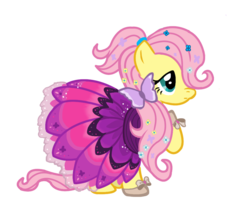 Size: 950x803 | Tagged: safe, artist:schnuffitrunks, fluttershy, pegasus, pony, g4, clothes, dress, female, mare, simple background, solo, transparent background