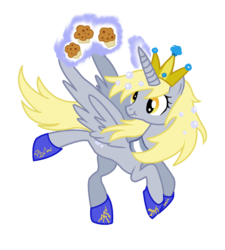 Size: 999x1112 | Tagged: safe, artist:schnuffitrunks, derpy hooves, alicorn, pony, g4, alicornified, derpicorn, female, mare, muffin queen, princess derpy, race swap, scrunchy face, simple background, solo, transparent background