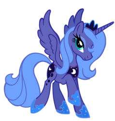 Size: 900x945 | Tagged: safe, artist:schnuffitrunks, princess luna, alicorn, pony, g4, female, jewelry, mare, raised hoof, regalia, s1 luna, simple background, solo, spread wings, transparent background, wings