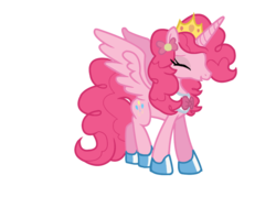 Size: 1000x714 | Tagged: dead source, safe, artist:schnuffitrunks, pinkie pie, alicorn, pony, g4, alicornified, concave belly, female, mare, pinkiecorn, race swap, simple background, slender, solo, spread wings, thin, transparent background, wings, xk-class end-of-the-world scenario