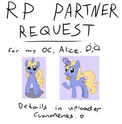 Size: 1069x1093 | Tagged: safe, oc, oc only, oc:raggedy alice, pony, unicorn, female, horn, mare, meta, request, roleplay, text