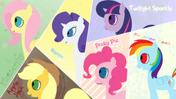 Size: 1366x768 | Tagged: safe, artist:fuunsaik1, applejack, fluttershy, pinkie pie, rainbow dash, rarity, twilight sparkle, g4, mane six