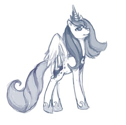 Size: 909x904 | Tagged: safe, artist:cheapcakes, princess luna, pony, g4, female, monochrome, sketch, solo