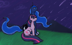 Size: 1440x900 | Tagged: safe, artist:bootsa81, princess luna, twilight sparkle, g4