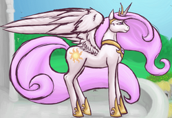 Size: 1299x894 | Tagged: safe, artist:bootsa81, princess celestia, alicorn, pony, g4, female, pink-mane celestia, solo