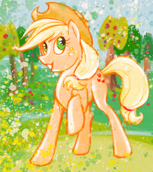 Size: 2309x2598 | Tagged: safe, artist:minttea-pony, applejack, earth pony, pony, g4, female, raised hoof, solo, tree