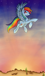 Size: 900x1500 | Tagged: dead source, safe, artist:tenthy, rainbow dash, pony, g4, female, solo, sunset