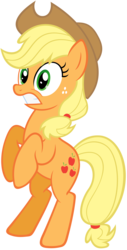 Size: 2500x4928 | Tagged: safe, artist:stabzor, applejack, earth pony, pony, g4, the last roundup, female, mare, rearing, shocked, simple background, solo, transparent background, vector