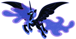 Size: 7609x3950 | Tagged: safe, artist:stabzor, nightmare moon, g4, ethereal mane, helmet, jewelry, regalia, simple background, spread wings, transparent background, vector, wings