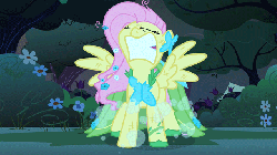 Size: 640x360 | Tagged: dead source, safe, screencap, fluttershy, pegasus, pony, g4, season 1, the best night ever, angry, animated, clothes, dress, eyes closed, female, flutterrage, frustrated, gala dress, gritted teeth, horses doing horse things, mare, rearing, solo, spread wings, stomping, tantrum