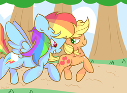 Size: 793x585 | Tagged: safe, artist:alachu, applejack, rainbow dash, pony, g4