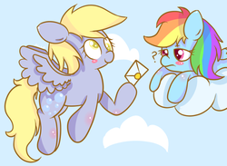 Size: 791x579 | Tagged: safe, artist:alachu, derpy hooves, rainbow dash, pegasus, pony, g4, female, mare