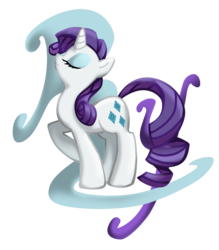 Size: 954x1089 | Tagged: safe, artist:honeyl17, rarity, pony, g4, eyes closed, female, raised hoof, solo