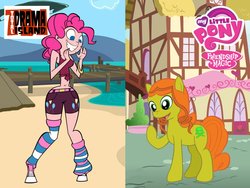 Size: 1032x774 | Tagged: safe, artist:drago-flame, pinkie pie, human, g4, converse, crossover, humanized, izzy (total drama island), ponified, shoes, total drama island