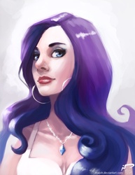 Size: 638x825 | Tagged: safe, artist:majoh, rarity, human, g4, breasts, cleavage, diamond, ear piercing, earring, female, humanized, jewelry, necklace, nose piercing, piercing, solo