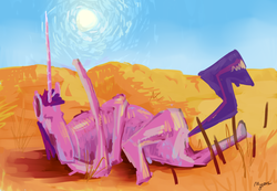 Size: 1300x900 | Tagged: safe, artist:doctorpepperphd, twilight sparkle, pony, unicorn, g4, abstract, desert, modern art, solo, surreal
