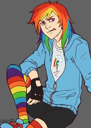 Size: 2480x3507 | Tagged: safe, artist:mifinlow, rainbow dash, human, g4, high res, humanized, solo