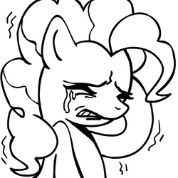 Size: 945x945 | Tagged: safe, artist:megasweet, pinkie pie, g4, crying, monochrome