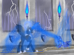 Size: 4000x3000 | Tagged: safe, artist:mmadhu94, nightmare moon, princess luna, pony, g4, s1 luna, solo, transformation