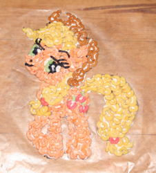 Size: 279x308 | Tagged: safe, artist:bawesome-bacon, applejack, earth pony, pony, g4, cereal, edible, female, solo