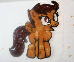 Size: 501x416 | Tagged: safe, artist:bawesome-bacon, scootaloo, g4, edible, scootachicken