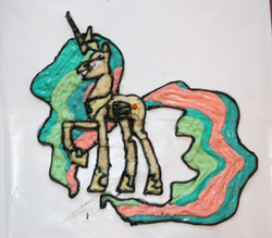 Size: 470x412 | Tagged: safe, artist:bawesome-bacon, princess celestia, alicorn, pony, g4, banana, edible, female, solo