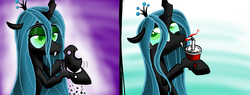 Size: 6543x2480 | Tagged: safe, artist:ls820720, queen chrysalis, changeling, changeling queen, g4, female, holes, silly changeling