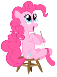 Size: 1388x1893 | Tagged: safe, artist:jaelachan, pinkie pie, earth pony, pony, g4, chair, clothes, female, knitting, mare, simple background, sitting, socks, transparent background