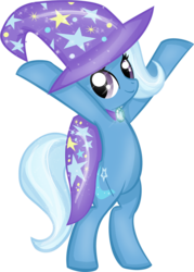 Size: 643x900 | Tagged: safe, artist:rayodragon, trixie, pony, unicorn, g4, bipedal, cape, clothes, female, happy, hat, mare, simple background, solo, transparent background, trixie's cape, trixie's hat