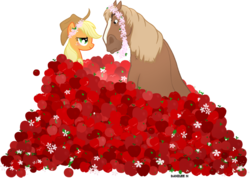 Size: 1046x745 | Tagged: safe, artist:danilee3240, applejack, earth pony, pony, g4, beauty and the beast, crack shipping, crossover, duo, female, male, philippe, philippejack, shipping, simple background, straight, transparent background