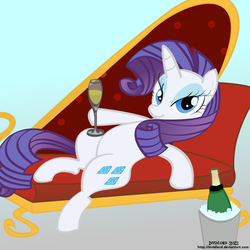 Size: 1000x1000 | Tagged: safe, artist:invidlord, rarity, pony, g4, alcohol, champagne, solo, wine
